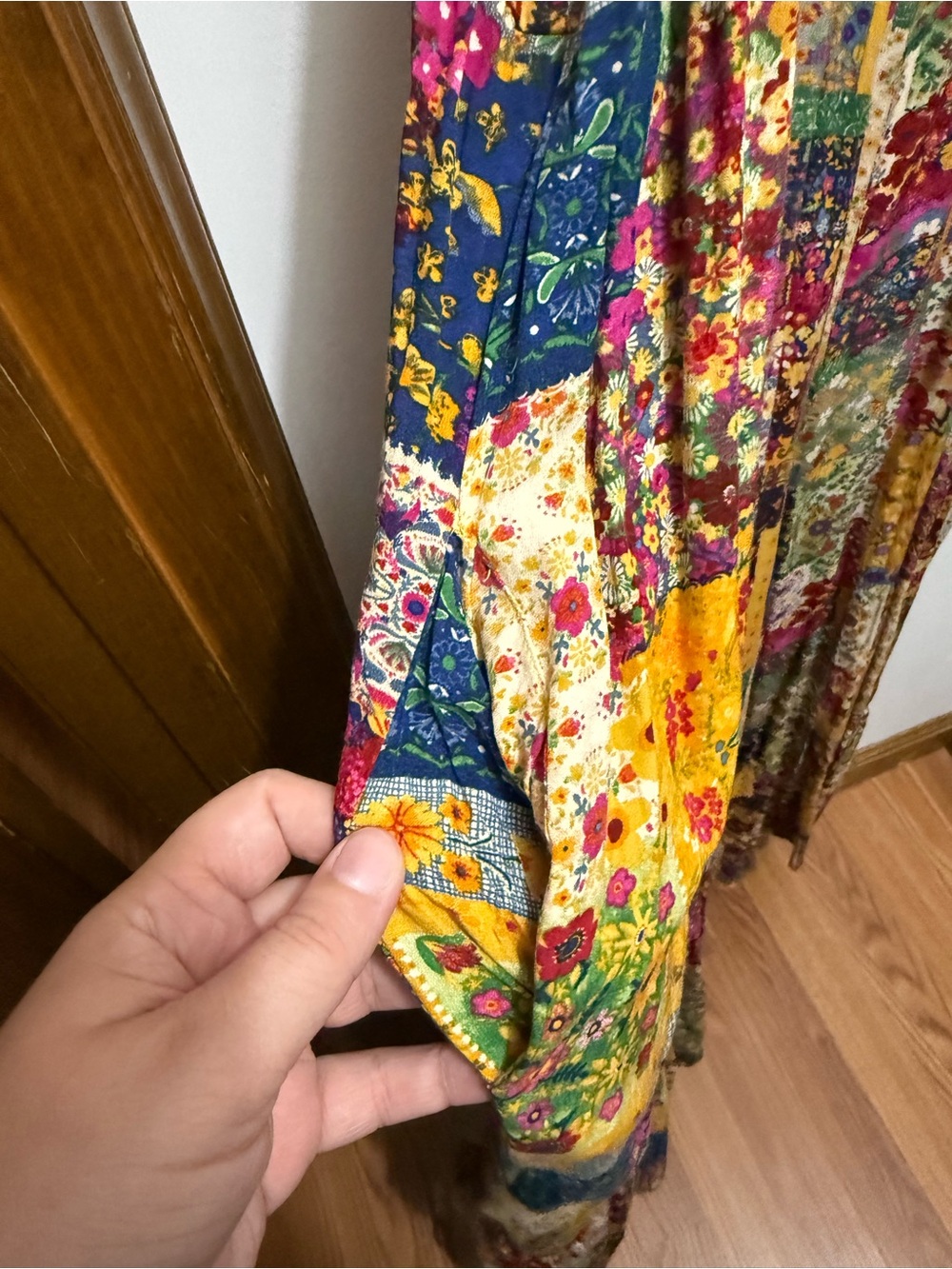 NATURAL LIFE Floral Patchwork Yellow Pink Green Blue Jumpsuit Romper - Picture 7 of 9